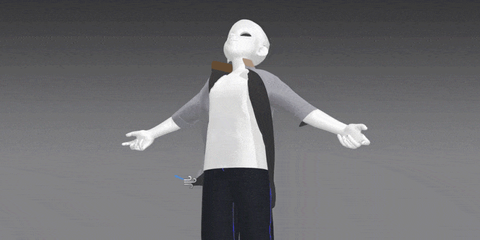 image:Completed garment creation and dynamics simulation using Marvelous Designer.